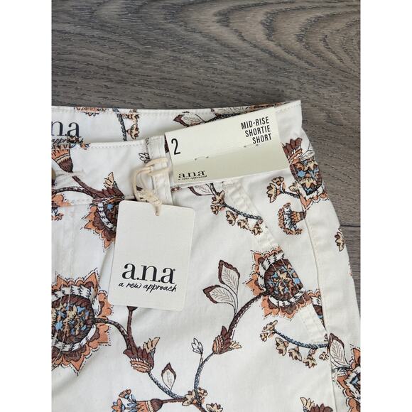 A New Approach a.n.a Twill Shorts Womens Size 2 Blue Cotton Blend Chinos Pockets - Picture 2 of 5